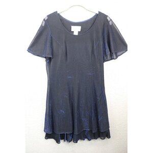 Molly Malloy Evening Vintage Black Blue Iridescent Dress-Size 10-Party-Event Y2K